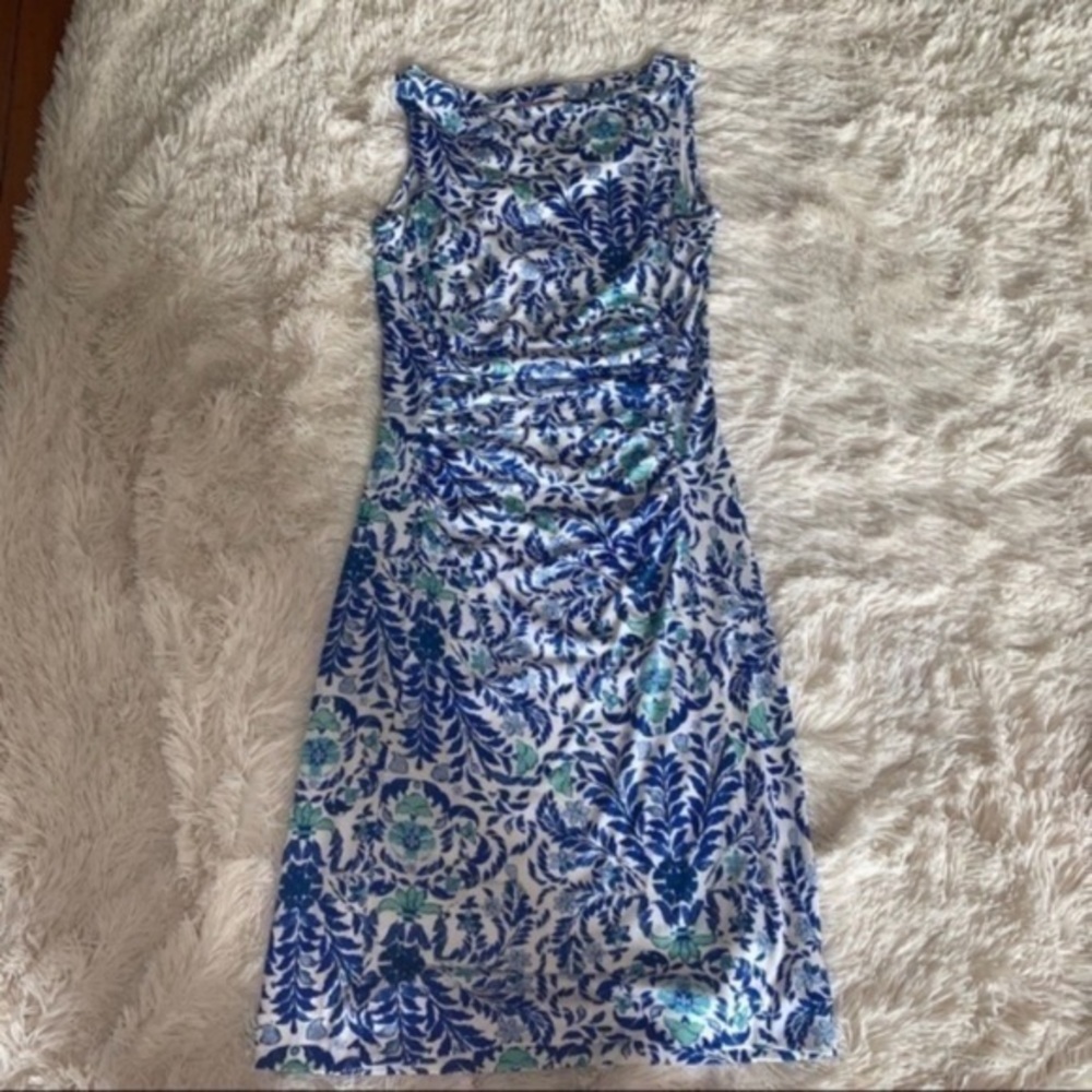 Tory Burch Blue and Green Floral Mini Dress